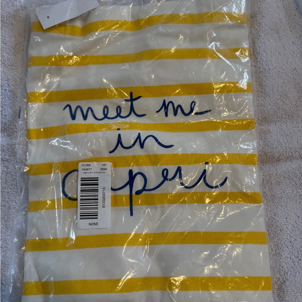 Yellow and White Striped Tote Bag